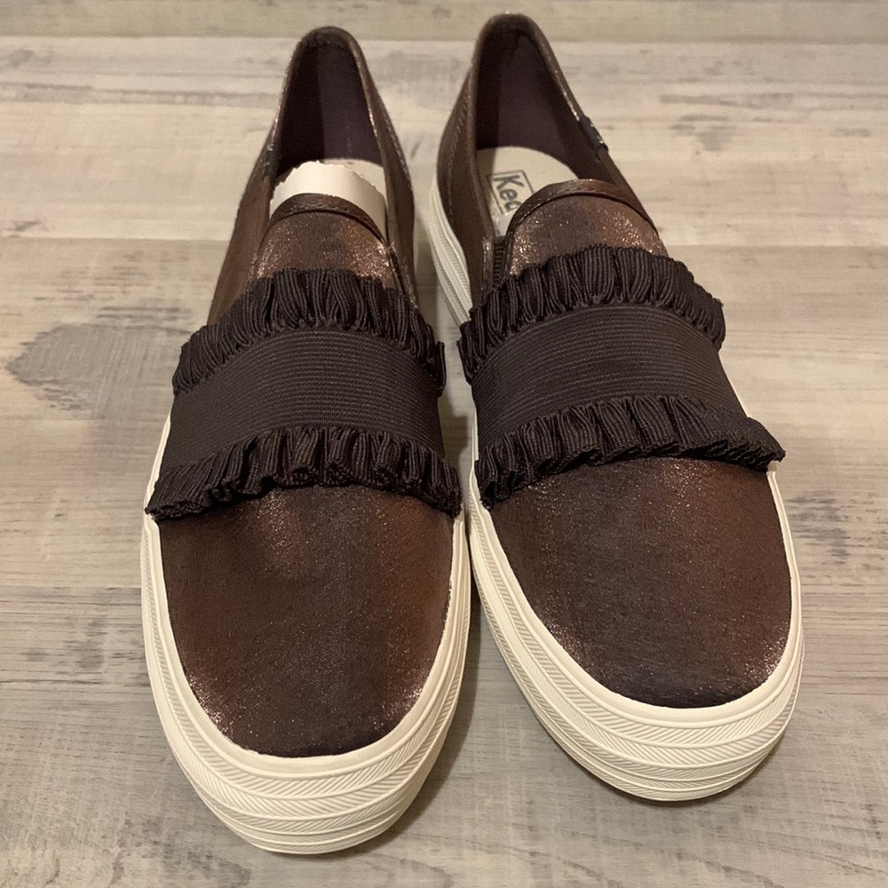 Brown Metallic Slip-on Keds